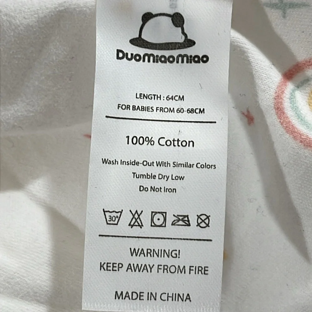 DUOMIAOMIAO Baby Transition Swaddle Blanket Rainbows Print Size 3-6 Months NEW